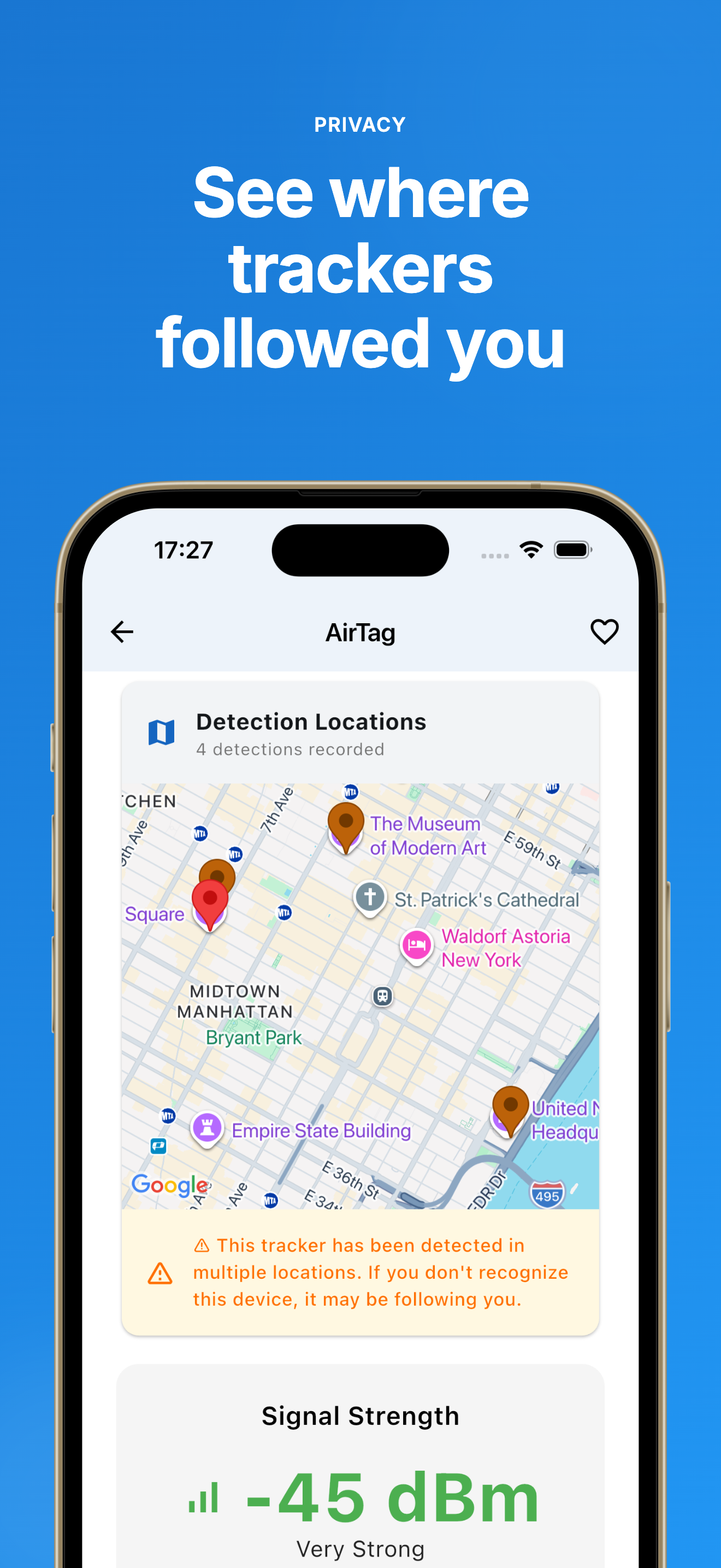 See where trackers followed you screen